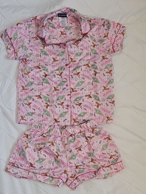 Warner Bros. Pink Harry Potter Short Pajama Set with Green and Brown Accents